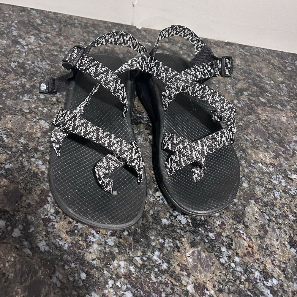 Chaco Z Boulder 2 Strappy Sandals Black White Women's 10 - Picture 3 of 7